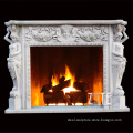 Home Decorative luxury white natural stone marble fireplace mantels
